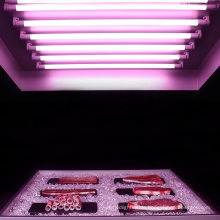 Pink LED Tube for Meat Made of Milky Glass